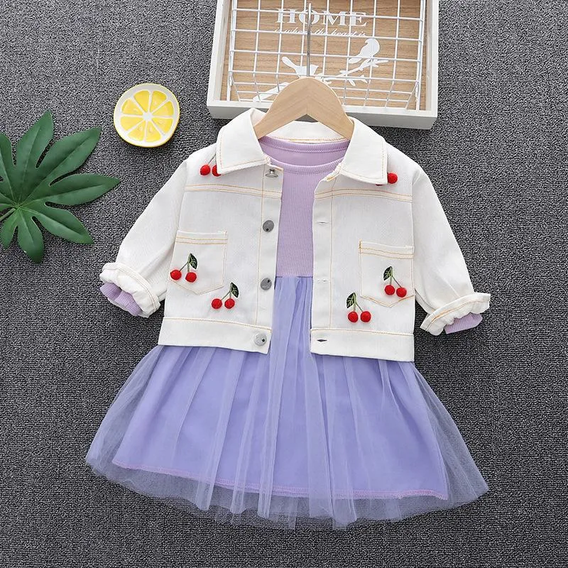 1-3T Girls Rabbit Coat and Tulle Dress Girls Wholesale Dresses