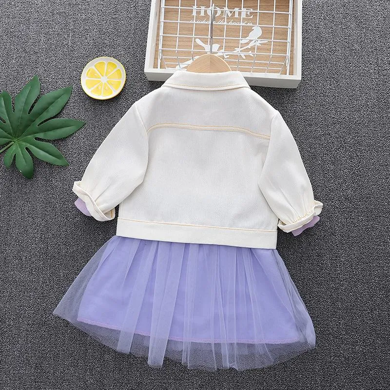 1-3T Girls Rabbit Coat and Tulle Dress Girls Wholesale Dresses