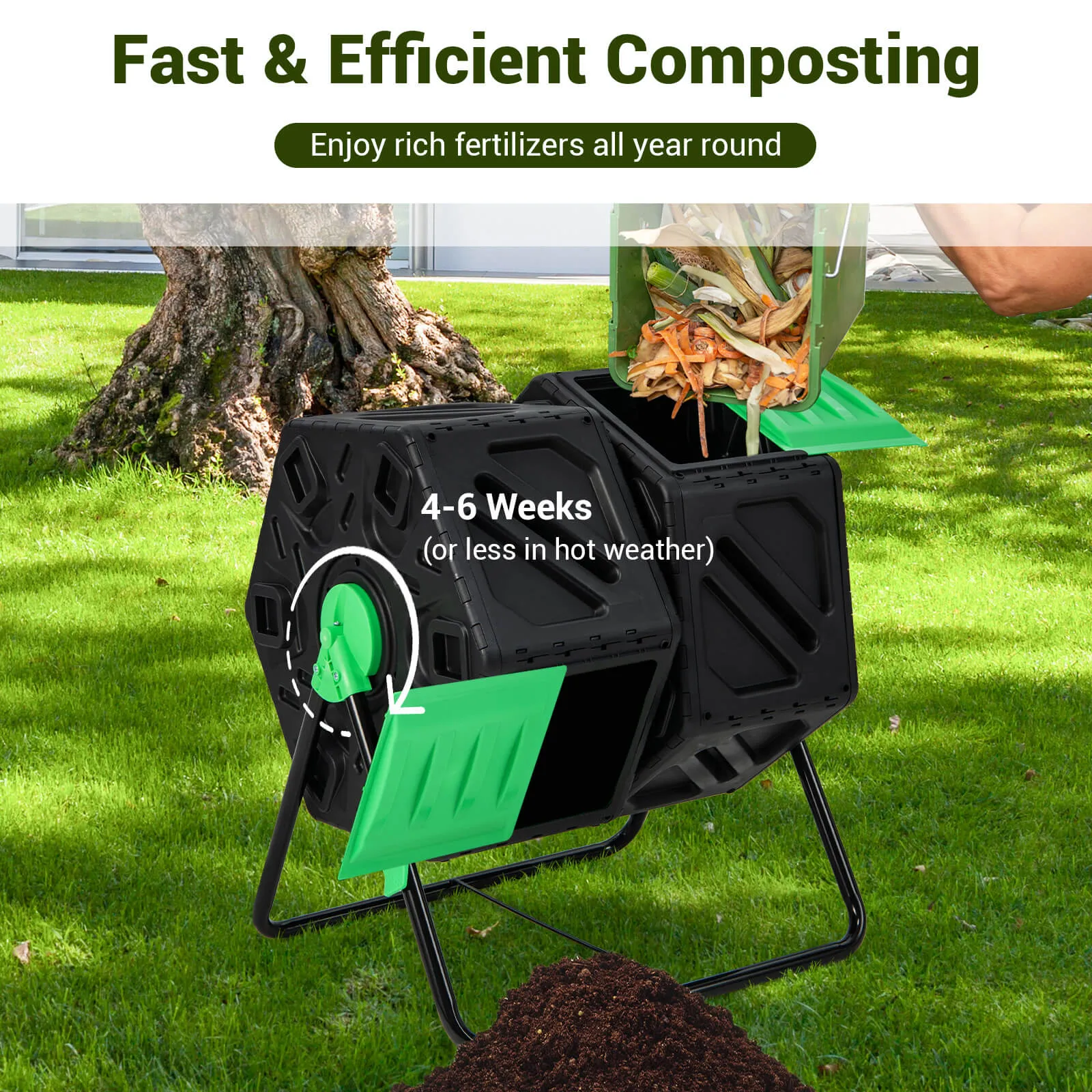 130L Rotating Tumbling Composter with Single Chamber