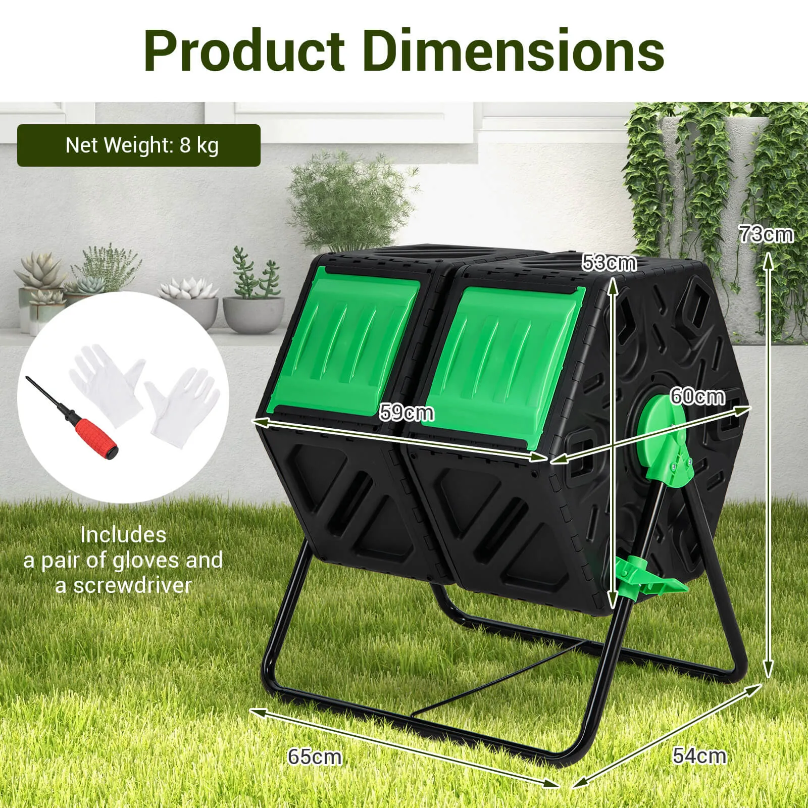 130L Rotating Tumbling Composter with Single Chamber