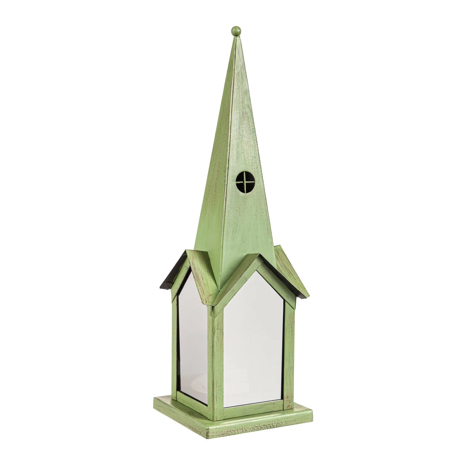 15" Illuminated Village Lantern - Verdigris, 4.53"x4.53"x14.96"inches