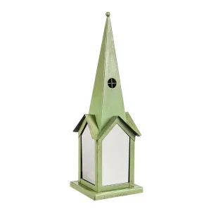 15" Illuminated Village Lantern - Verdigris, 4.53"x4.53"x14.96"inches