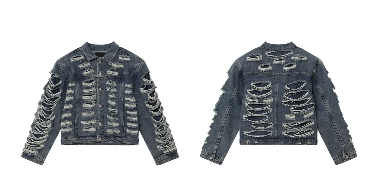 【24s Oct.】High Street Ripped Denim Jacket   Jeans