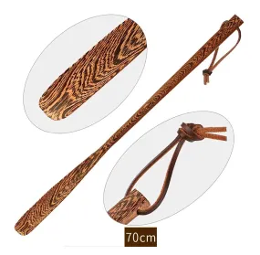 27.6 inch Extra Long Handled Shoehorn with Leather Strap for Boots & Shoes  Color Brown