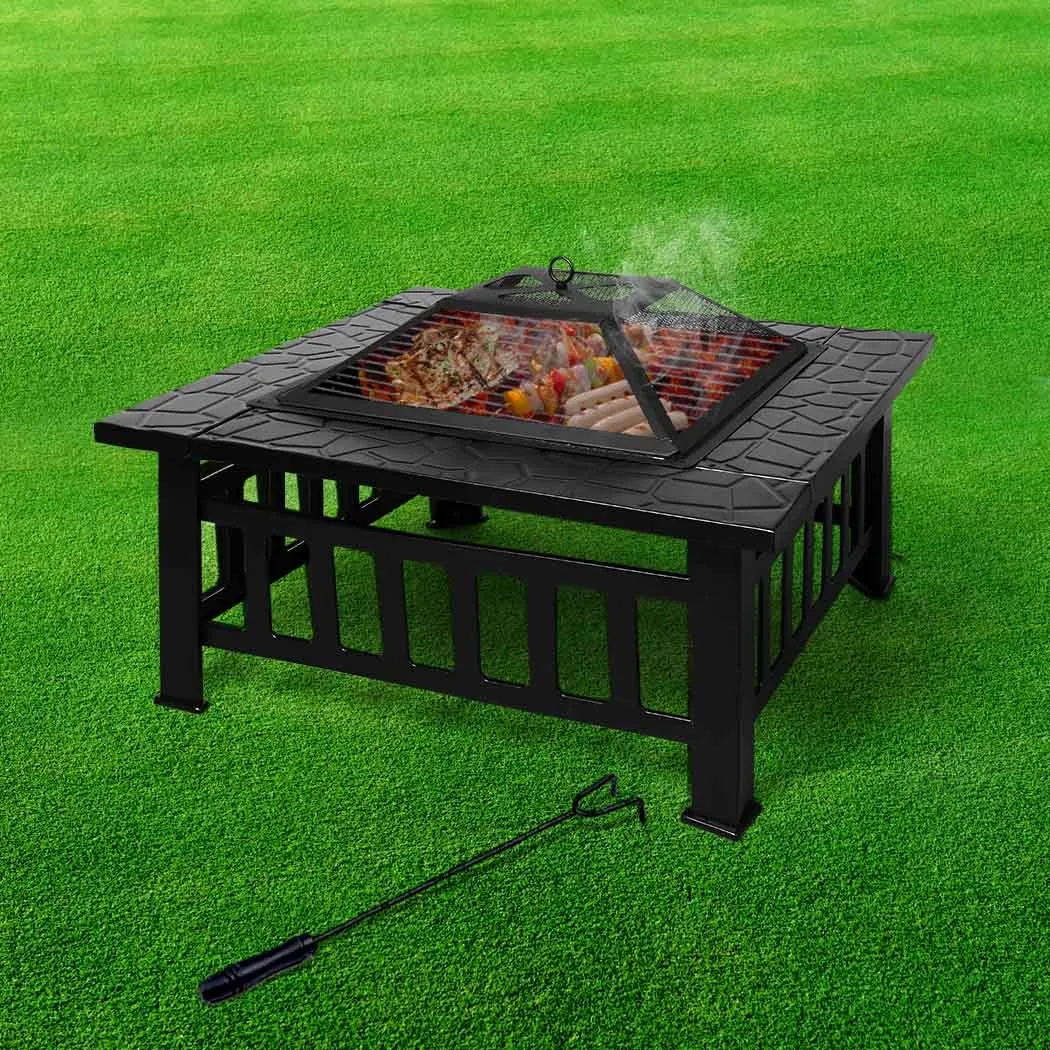 3 in 1 Fire Pit BBQ Grill Pits Outdoor Patio Garden Heater Fireplace BBQS Grills