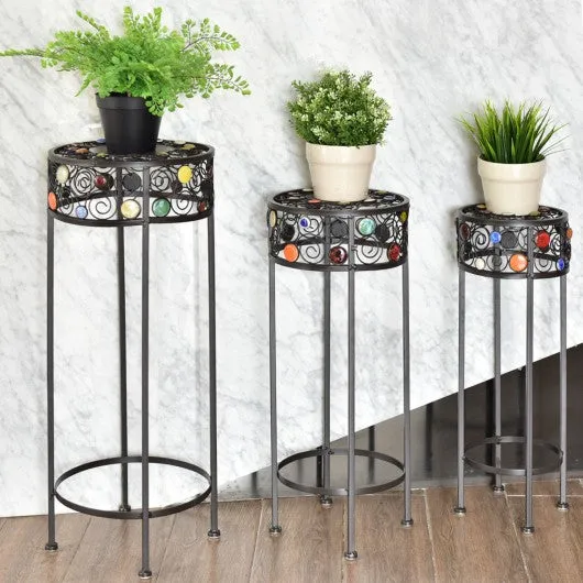 3 pcs Round Display Ceramic Beads Metal Plant Stand