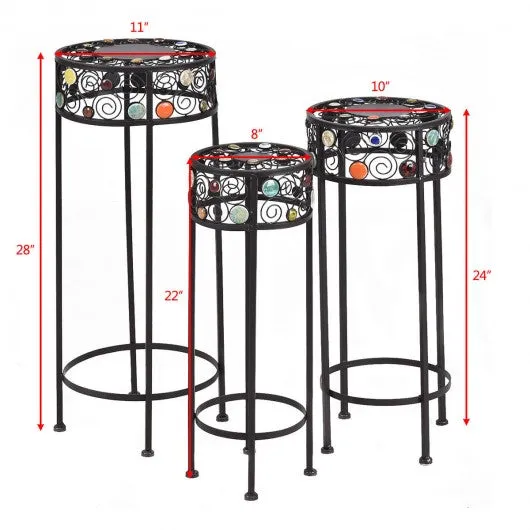 3 pcs Round Display Ceramic Beads Metal Plant Stand