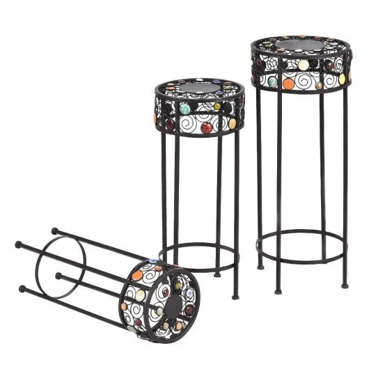 3 pcs Round Display Ceramic Beads Metal Plant Stand