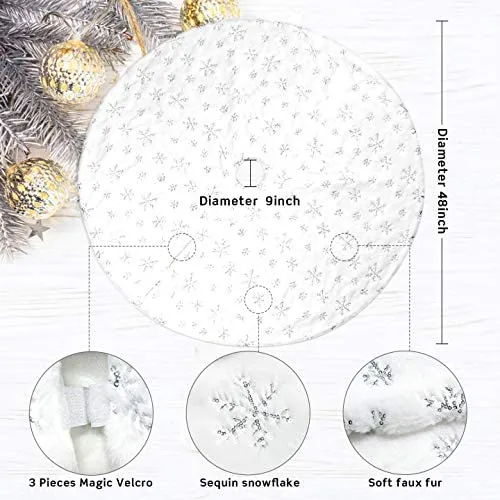 48" Christmas Tree Holiday Tree Decoration Christmas Tree Skirt (Silver)