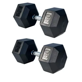 80 lb to 100 lb Rubber Hex Dumbbell Set