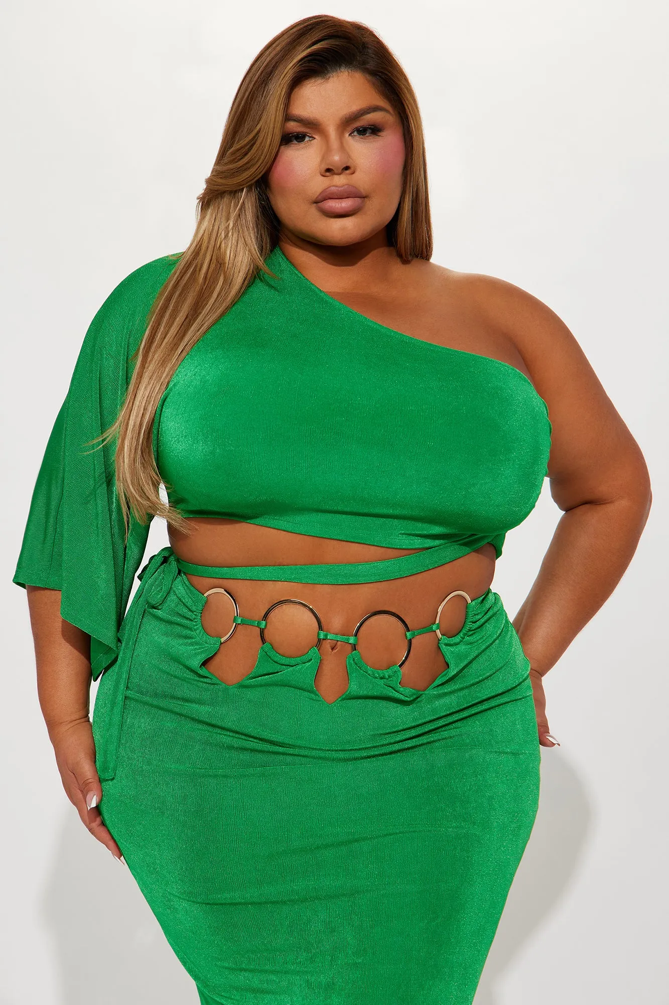 Acting Single Slinky Skirt Set - Green