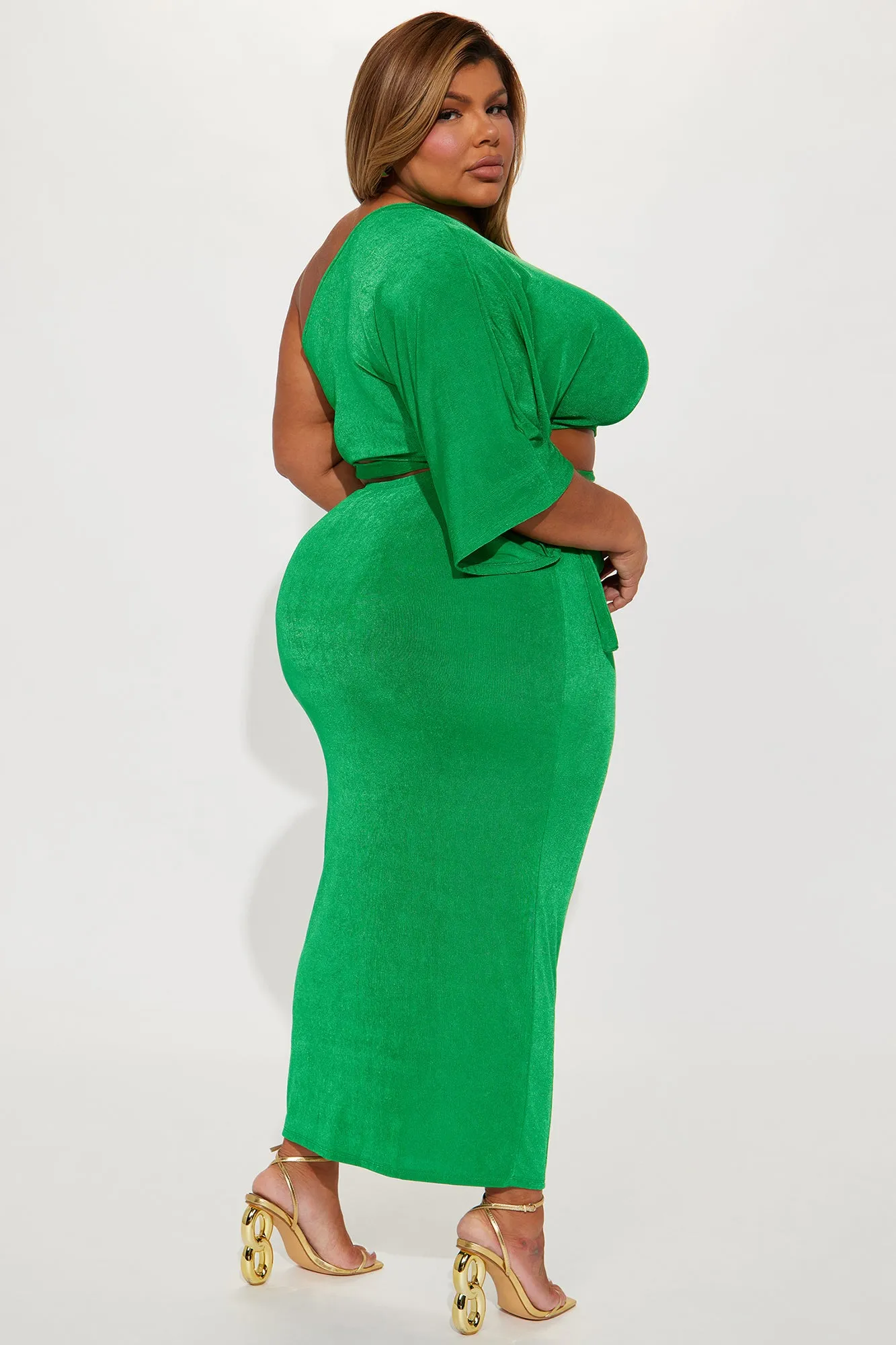 Acting Single Slinky Skirt Set - Green