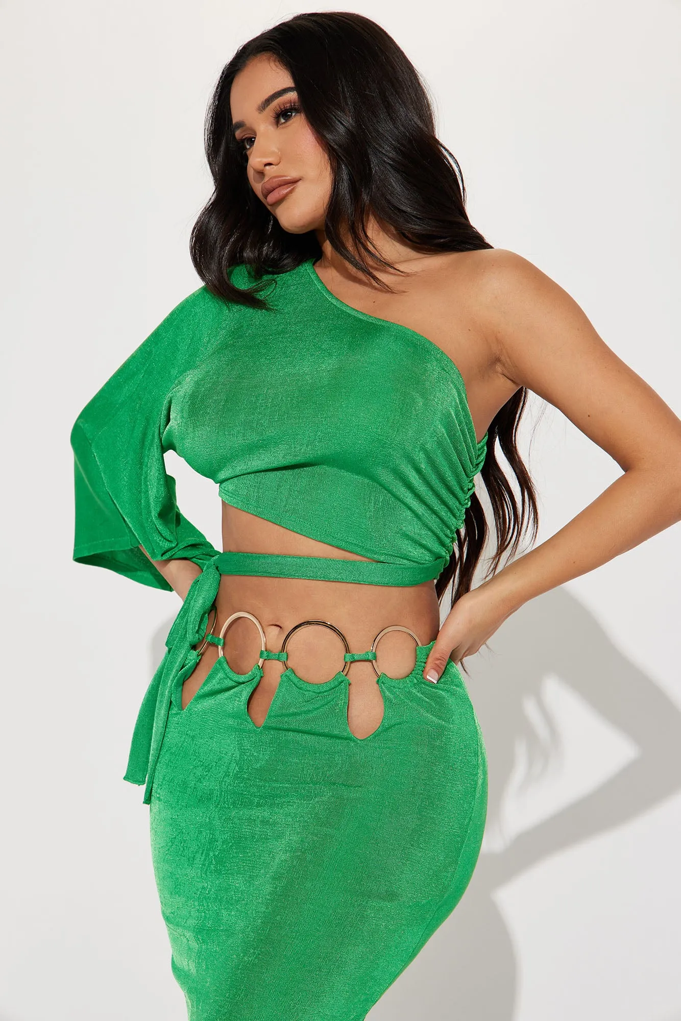 Acting Single Slinky Skirt Set - Green