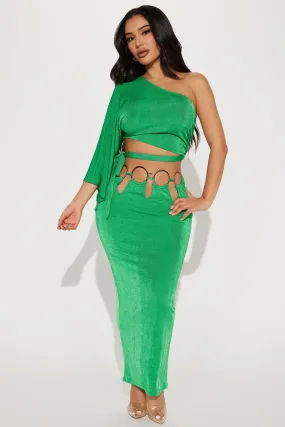 Acting Single Slinky Skirt Set - Green