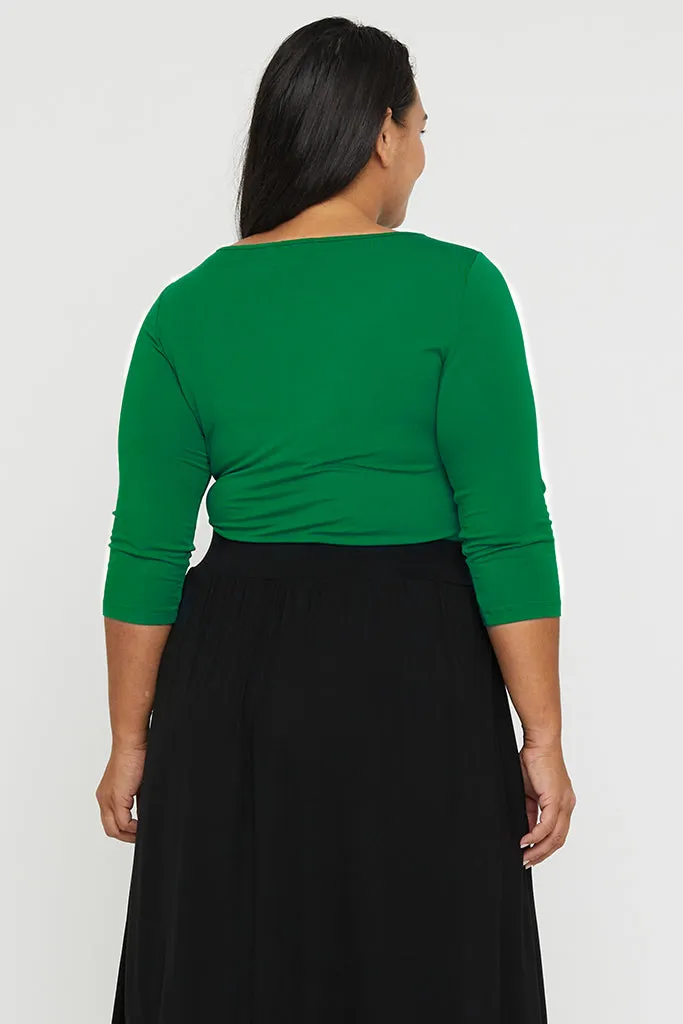 Ada Bamboo Boatneck Top - Green