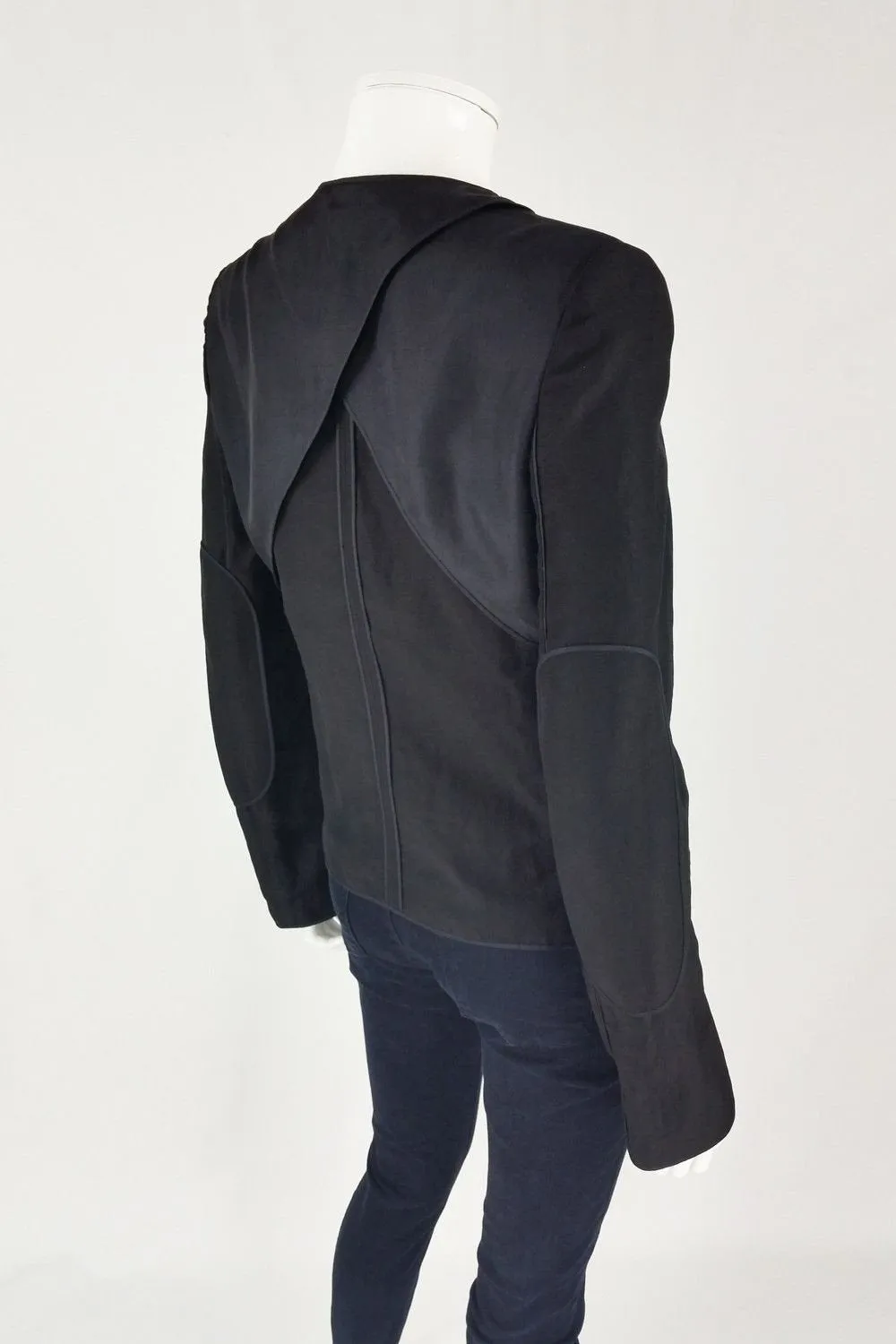 ALEXANDER WANG Black Silk Mix Button Front Jacket (UK 8)