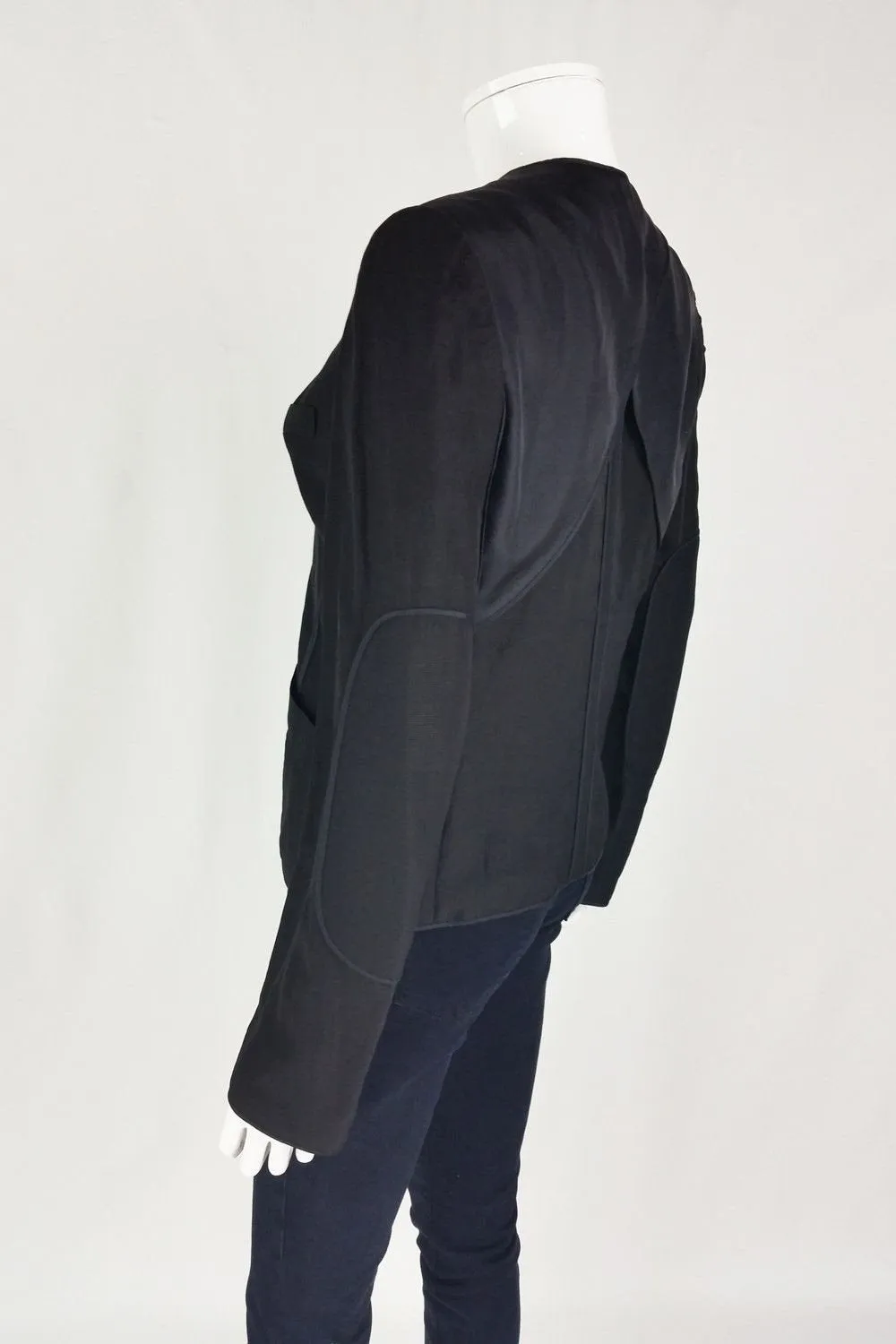 ALEXANDER WANG Black Silk Mix Button Front Jacket (UK 8)