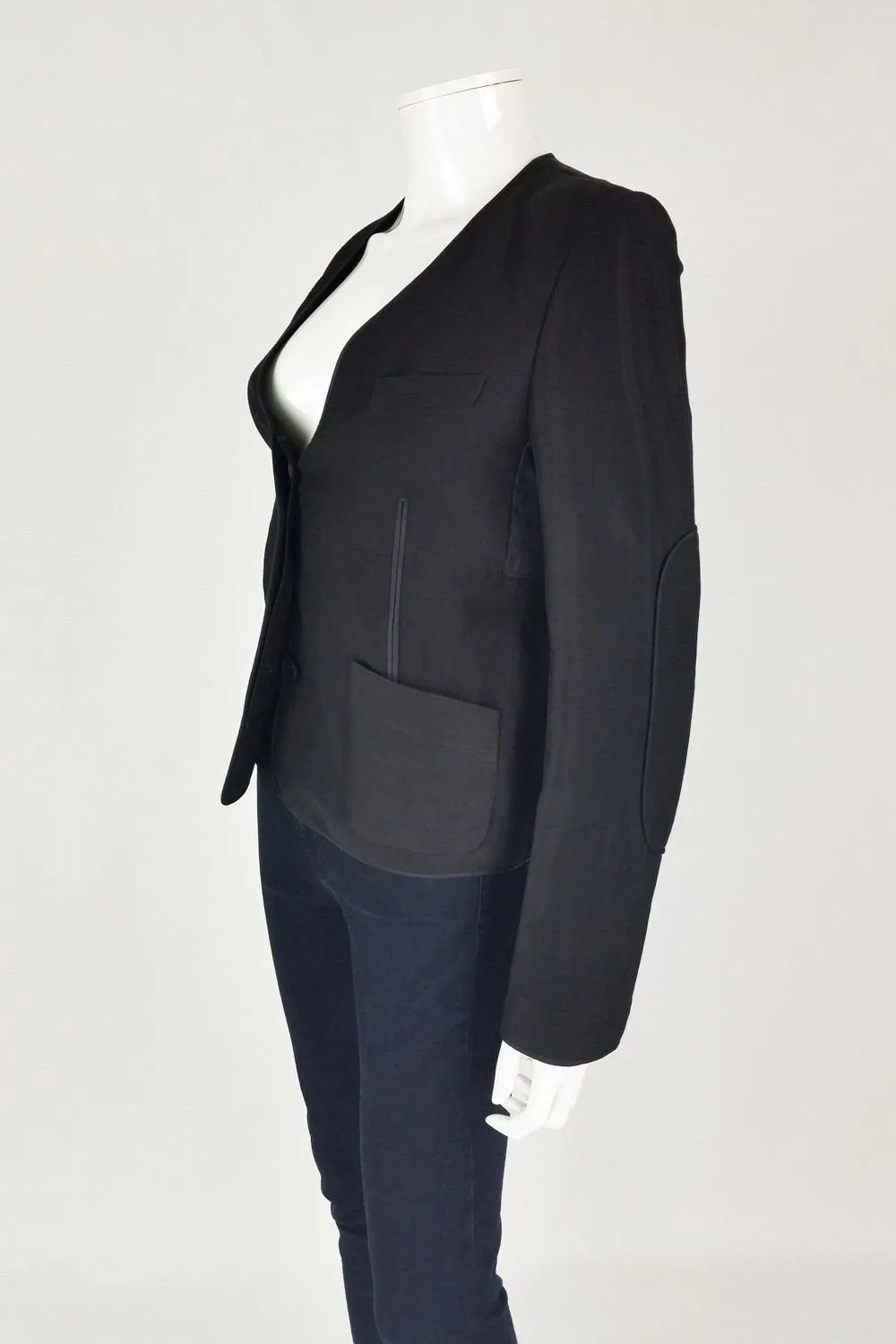 ALEXANDER WANG Black Silk Mix Button Front Jacket (UK 8)