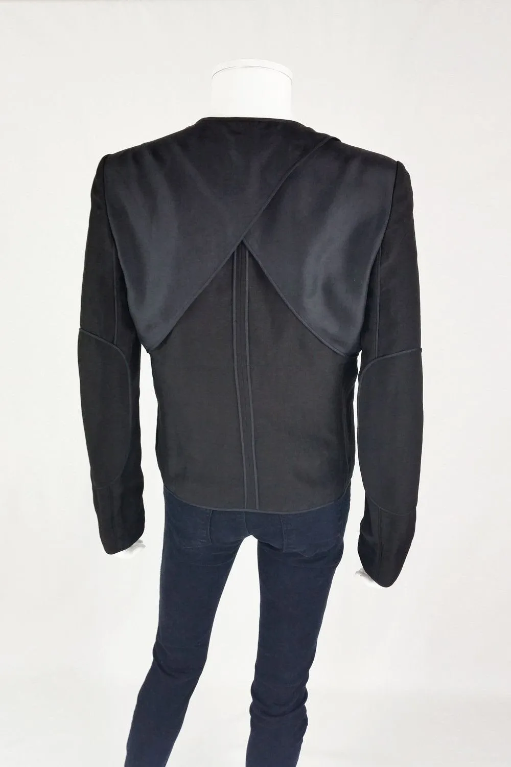 ALEXANDER WANG Black Silk Mix Button Front Jacket (UK 8)