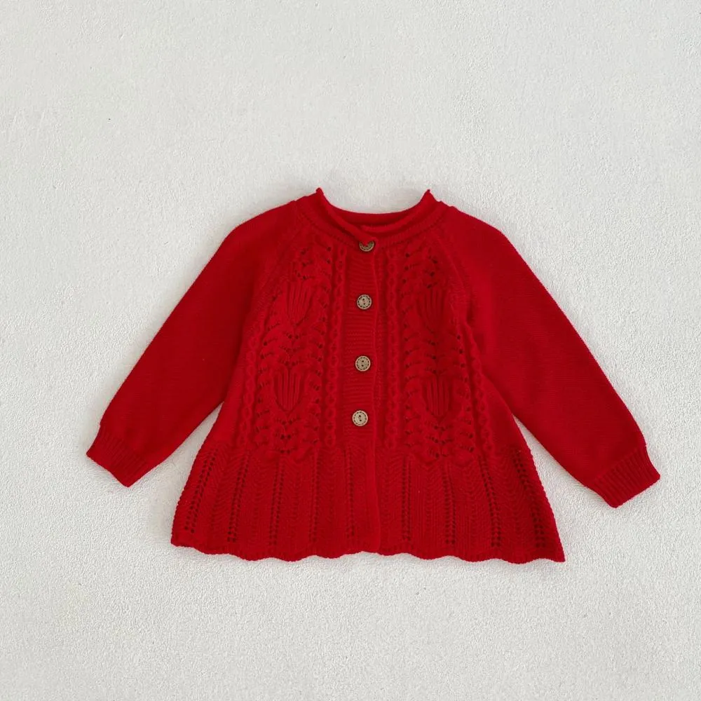 Autumn Baby Girl Cotton Yarn Knitted Long-sleeved Sweater Cardigan Coat Wholesale Girls Clothes