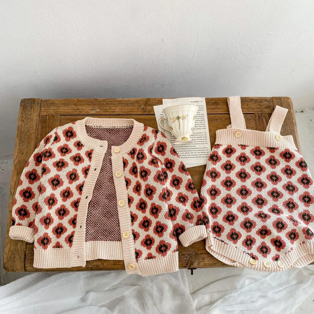 Autumn Sweater Baby Girl Knitted Cardigan   Romper Wholesale Girls Clothes