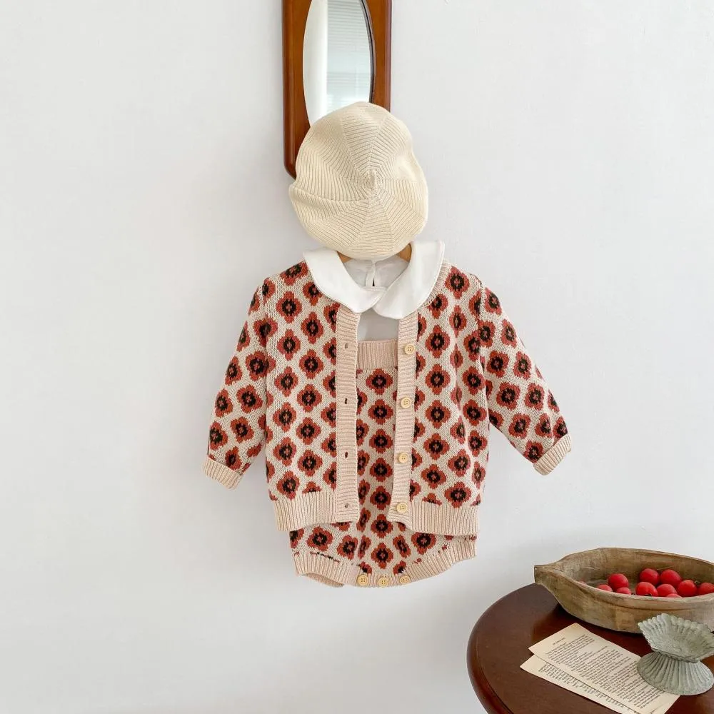 Autumn Sweater Baby Girl Knitted Cardigan   Romper Wholesale Girls Clothes