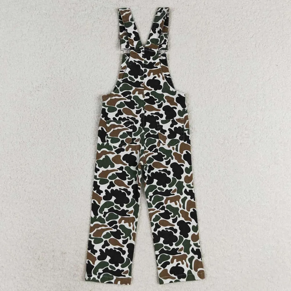 Baby Boys Kids Jeans Overalls Brown Camo Denim Strap jumpsuits Overall P0535