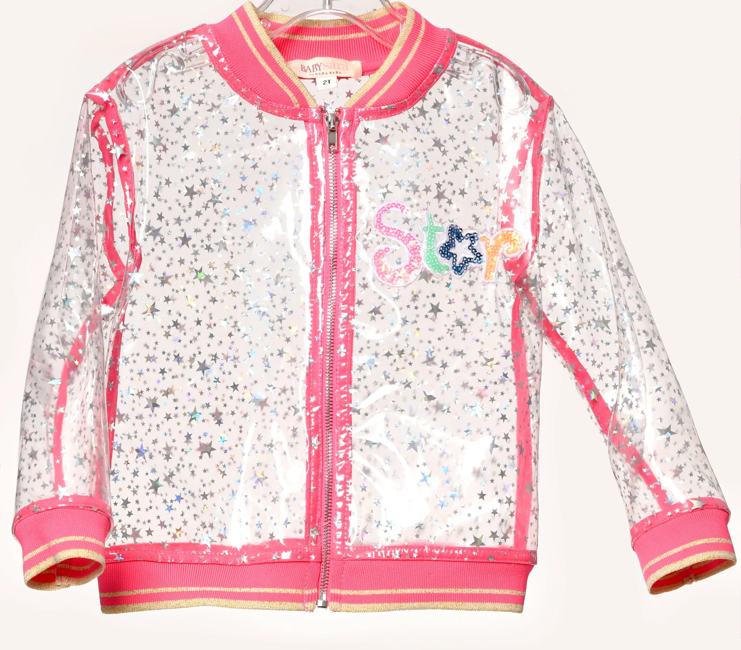 Baby Sara Star Clear Vinyl w/Pink Bomber Jacket