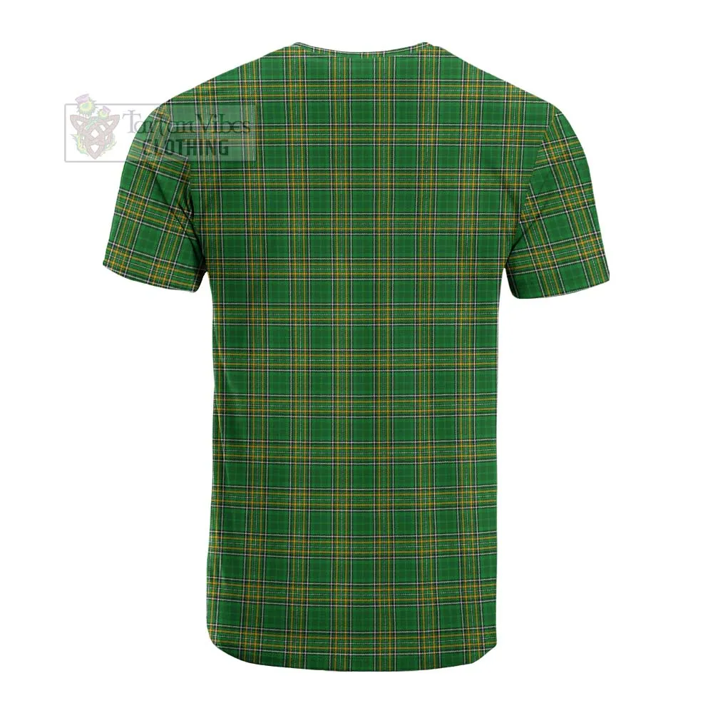 Bennis Irish Clan Tartan Cotton T-shirt with Coat of Arms