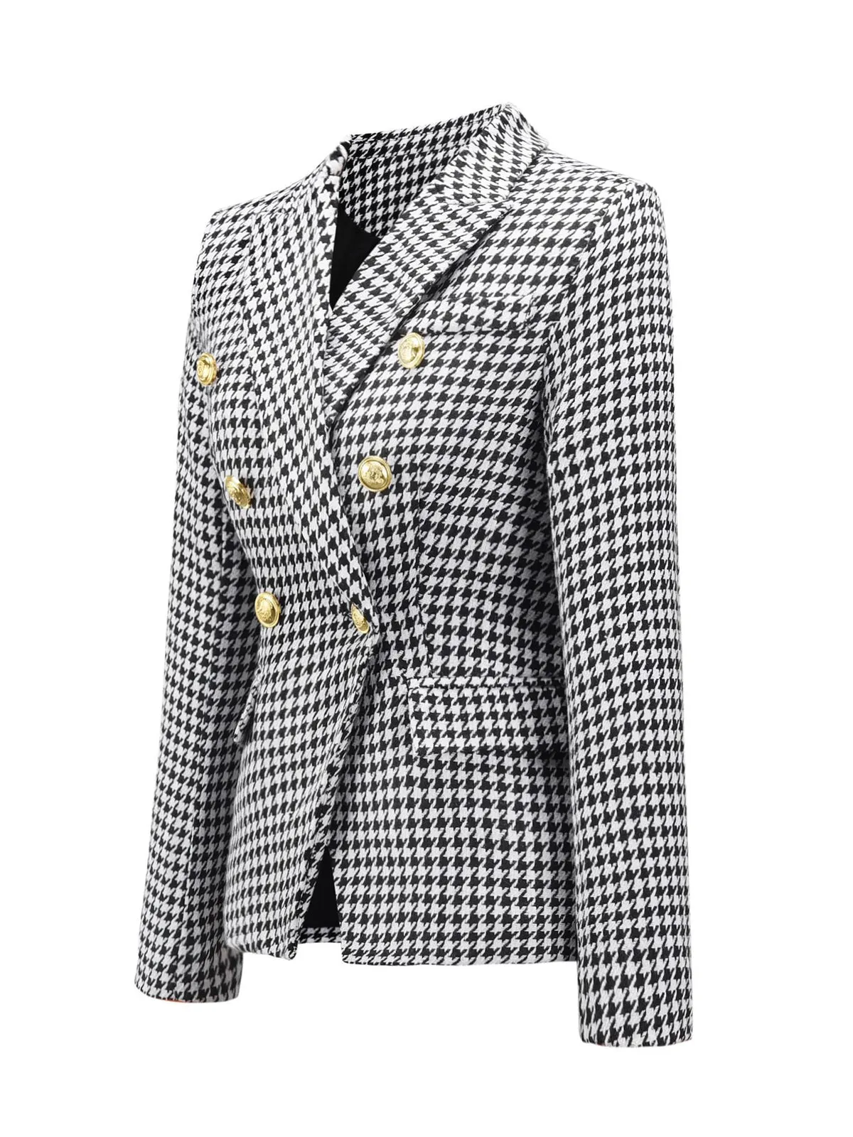 Black & White 1950s Double Breasted Houndstooth Blazer