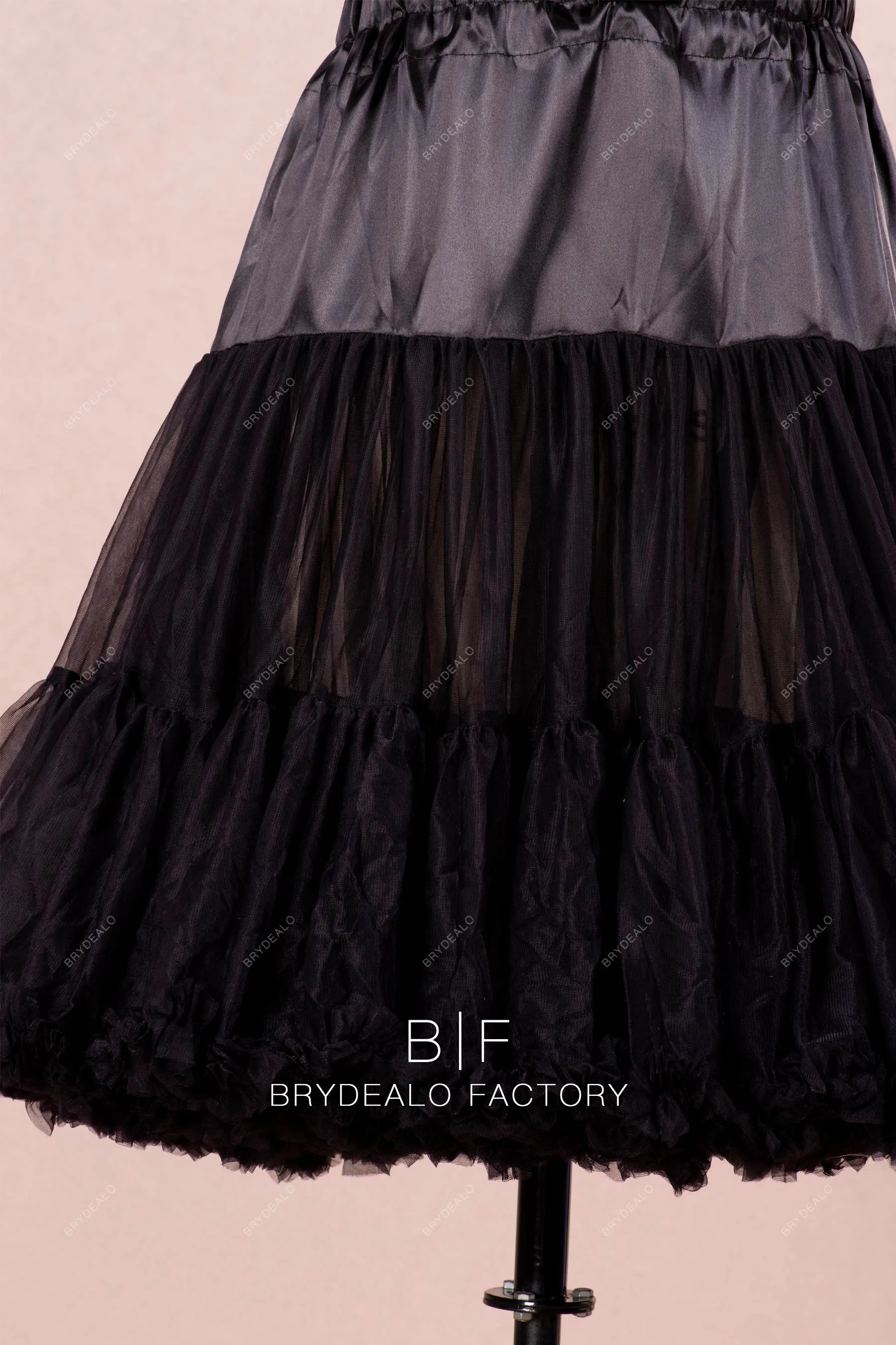 Black Elastic Waistband Petticoat For Short Dresses