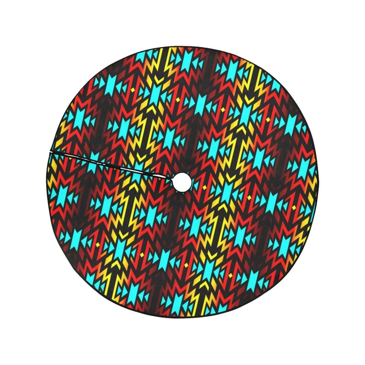 Black Fire and Turquoise Christmas Tree Skirt 47" x 47"