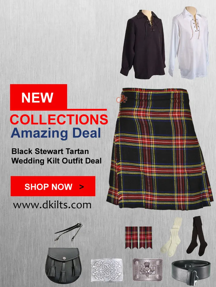 Black Stewart Tartan Wedding Kilt Outfit Deal