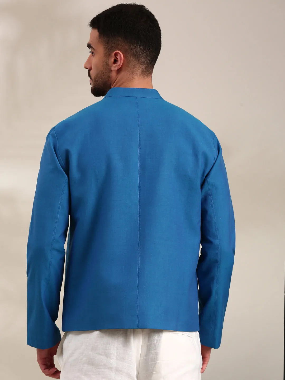 Blue Cotton Bomber Jacket