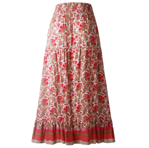 Boho Print Irregular Hem Floral Skirt