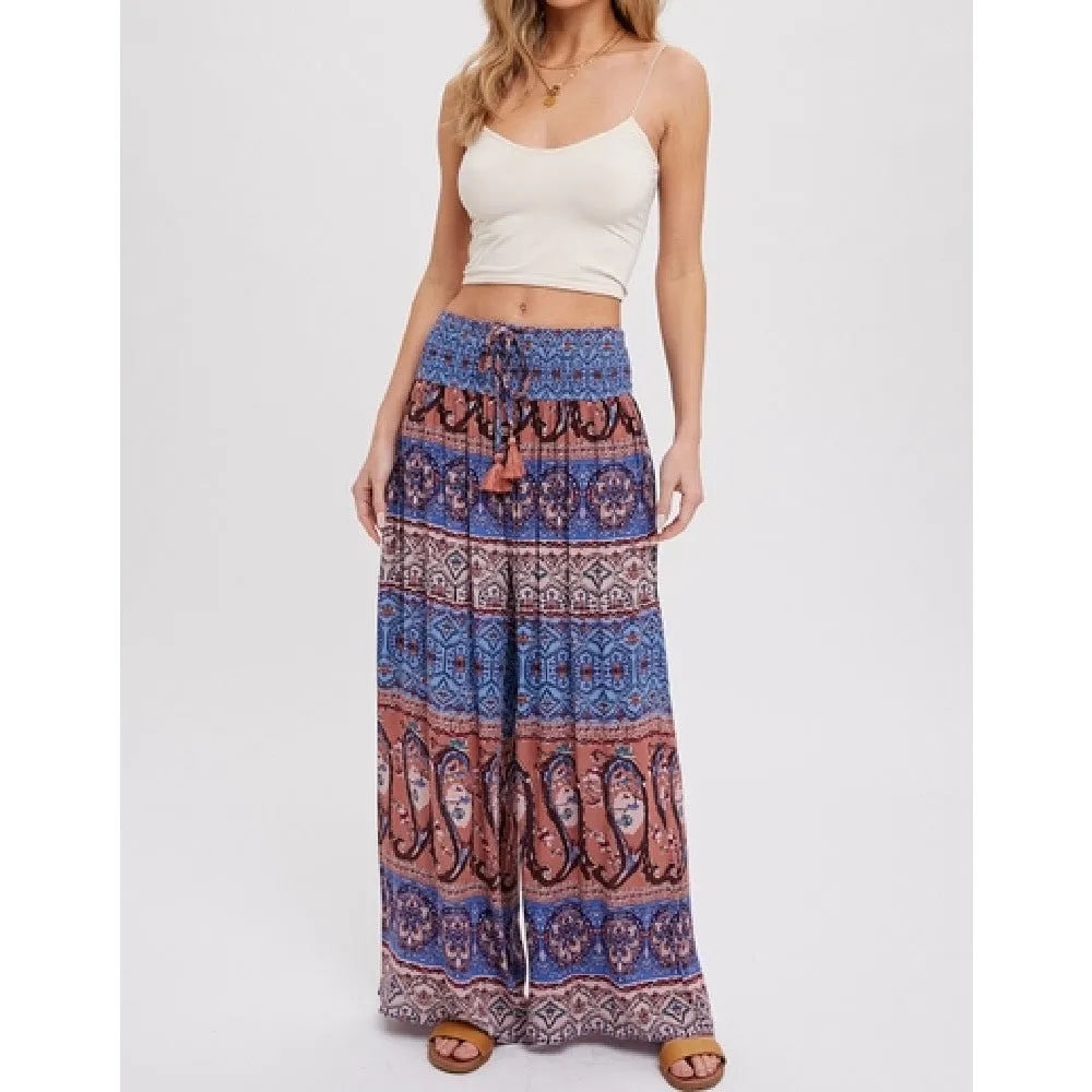 Boho Smocked Wide Leg Pants