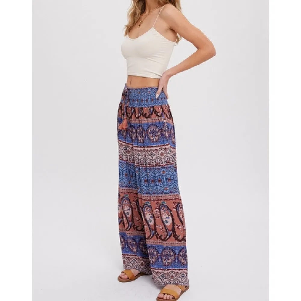 Boho Smocked Wide Leg Pants