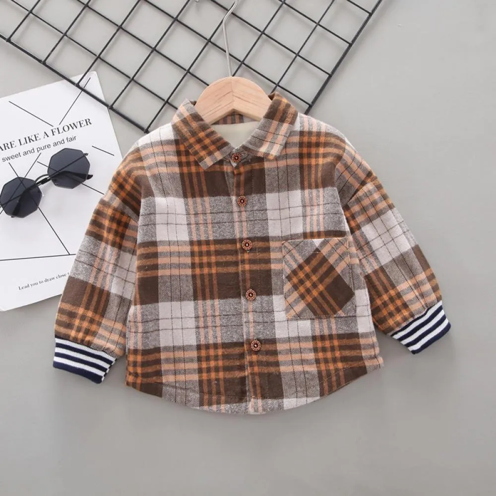 Boys Autumn and Winter Cotton Plaid Shirt Wholesale Baby Clothes