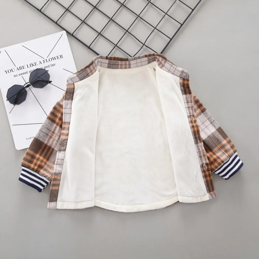 Boys Autumn and Winter Cotton Plaid Shirt Wholesale Baby Clothes