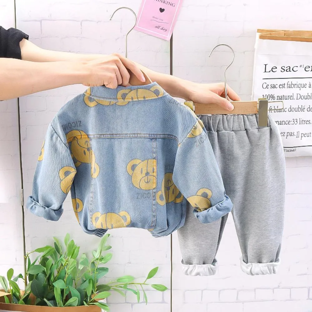 Boys' Autumn Spring and Autumn Denim Jacket Casual Three Piece Set Wholesale Boys Clothes