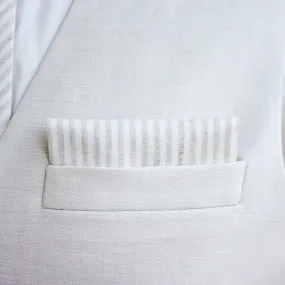 Boy's Pocket Square / Natural Linen Stripe