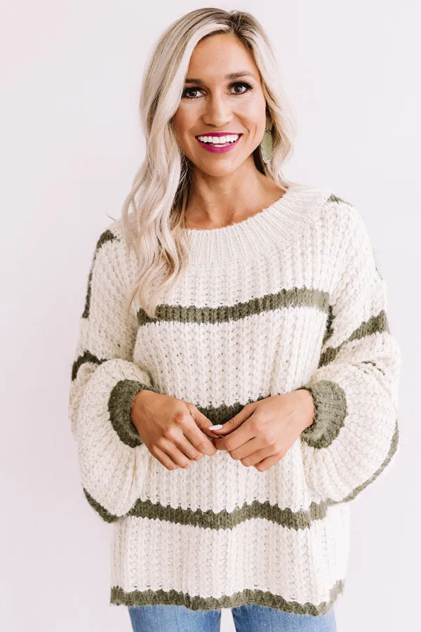 Bubbly And Bonfires Knit Sweater in Olive