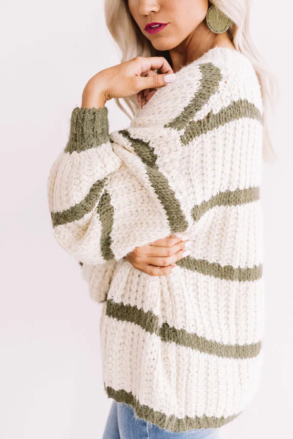 Bubbly And Bonfires Knit Sweater in Olive