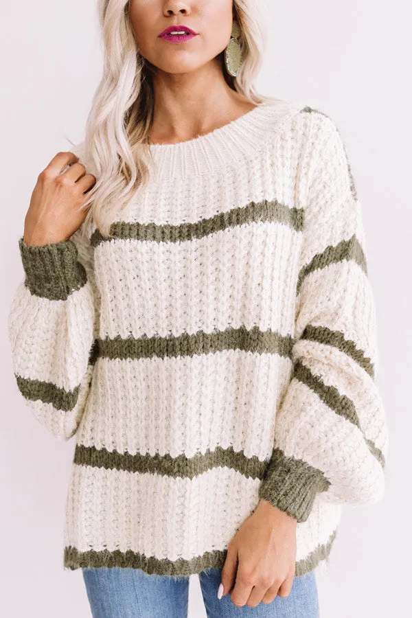 Bubbly And Bonfires Knit Sweater in Olive