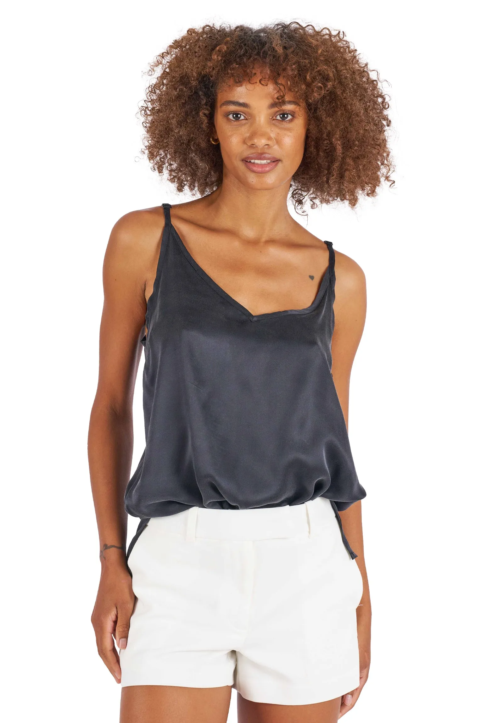 Cami-Silk Black 100% Satin Silk Camisole