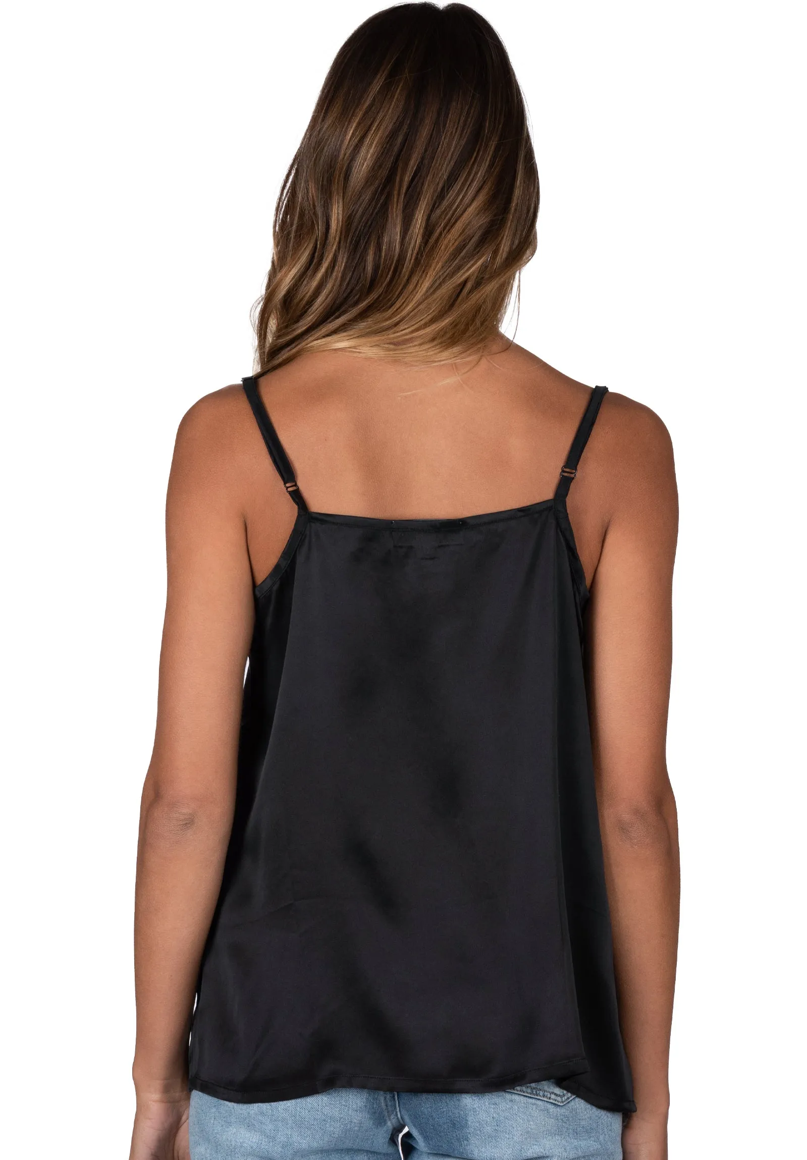 Cami-Silk Black 100% Satin Silk Camisole