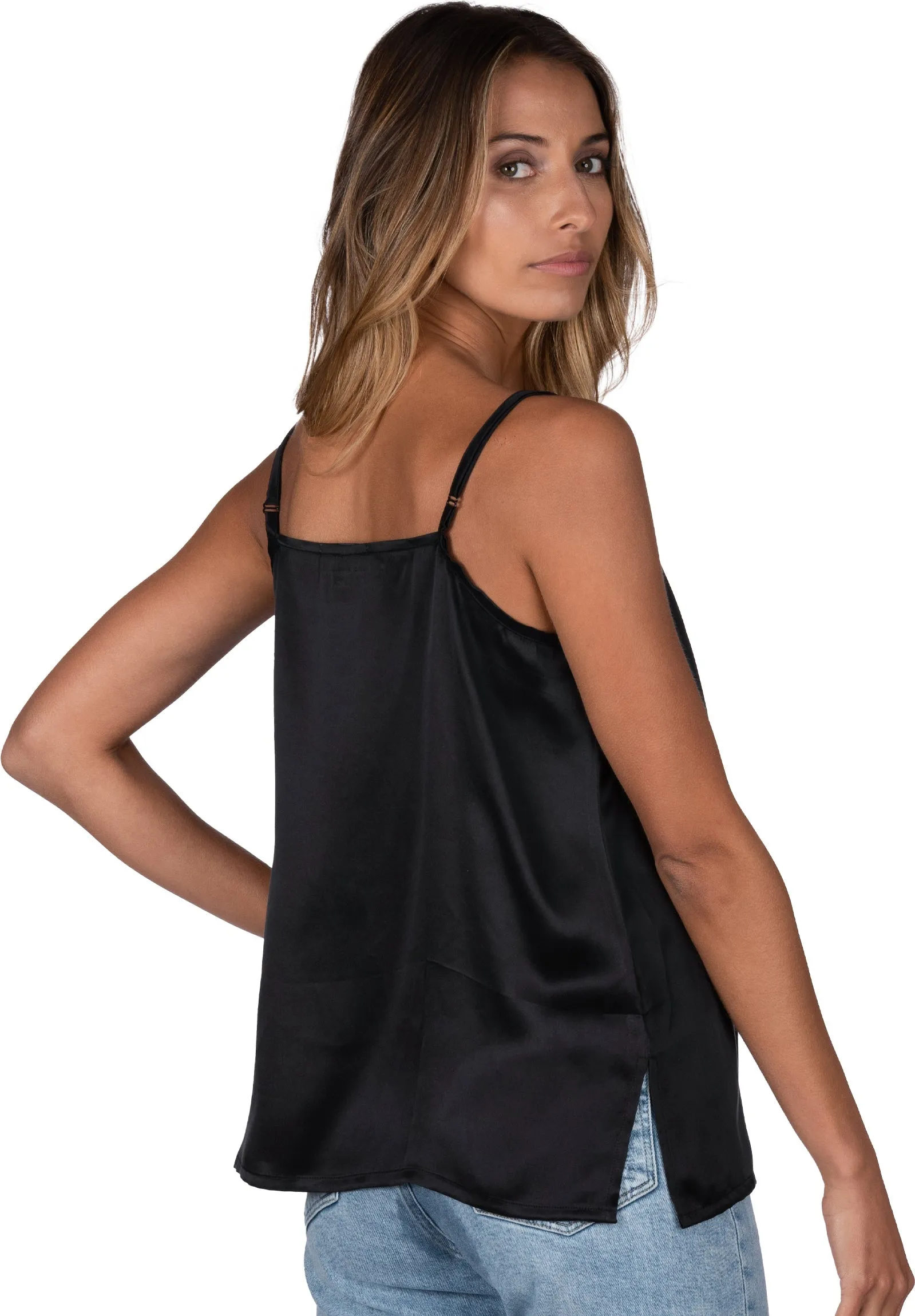 Cami-Silk Black 100% Satin Silk Camisole