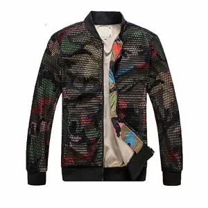 Camo Slim-Fit Baseball Jacket