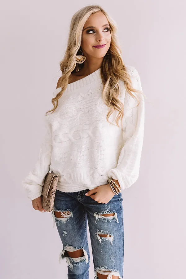 Cappuccino Cozy Cable Knit Sweater In White