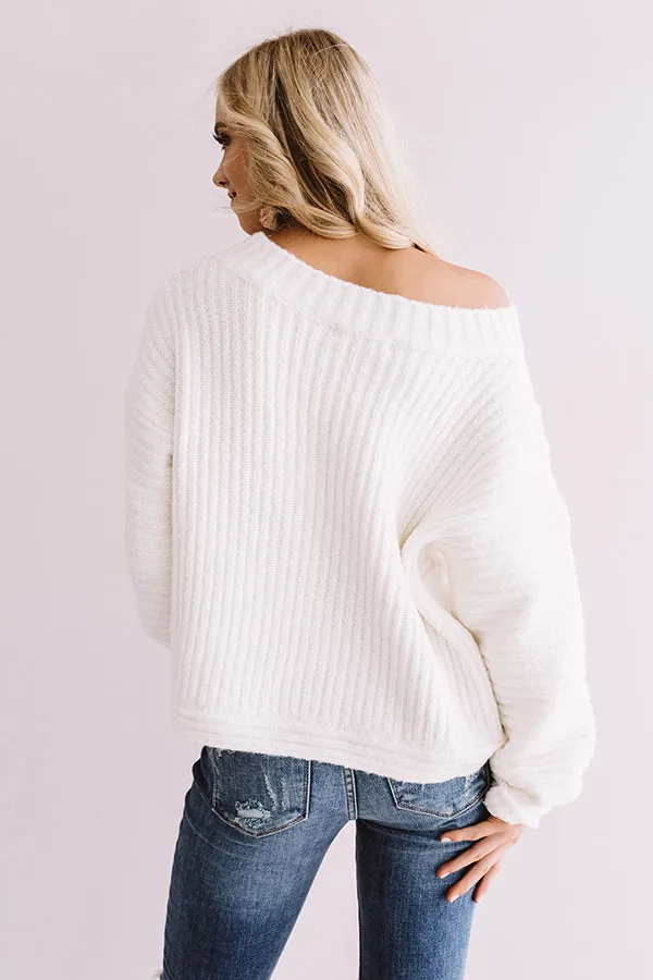 Cappuccino Cozy Cable Knit Sweater In White